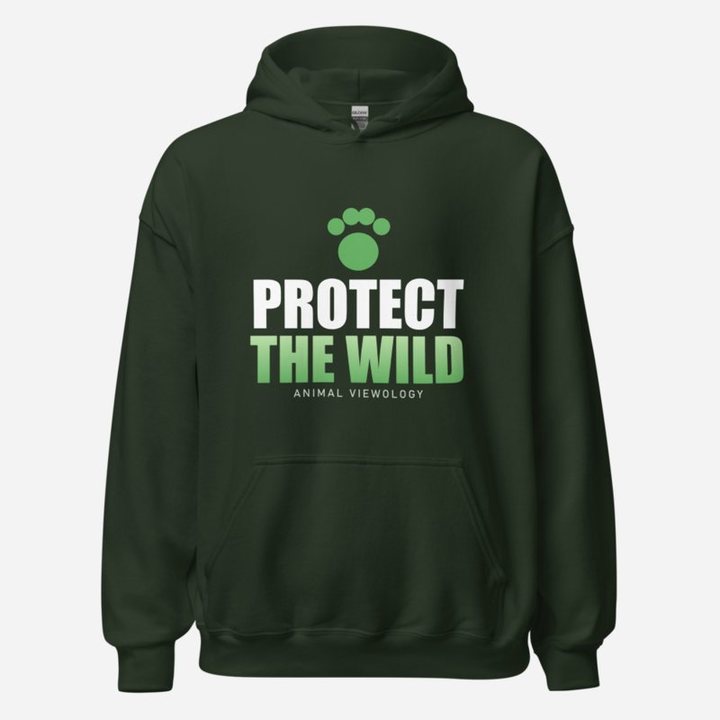 Animal Viewology Protect The Wild Hoodie in Forest Green