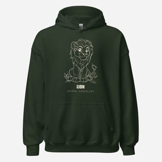 Animal Viewology Lion Sketch Hoodie Forest Green