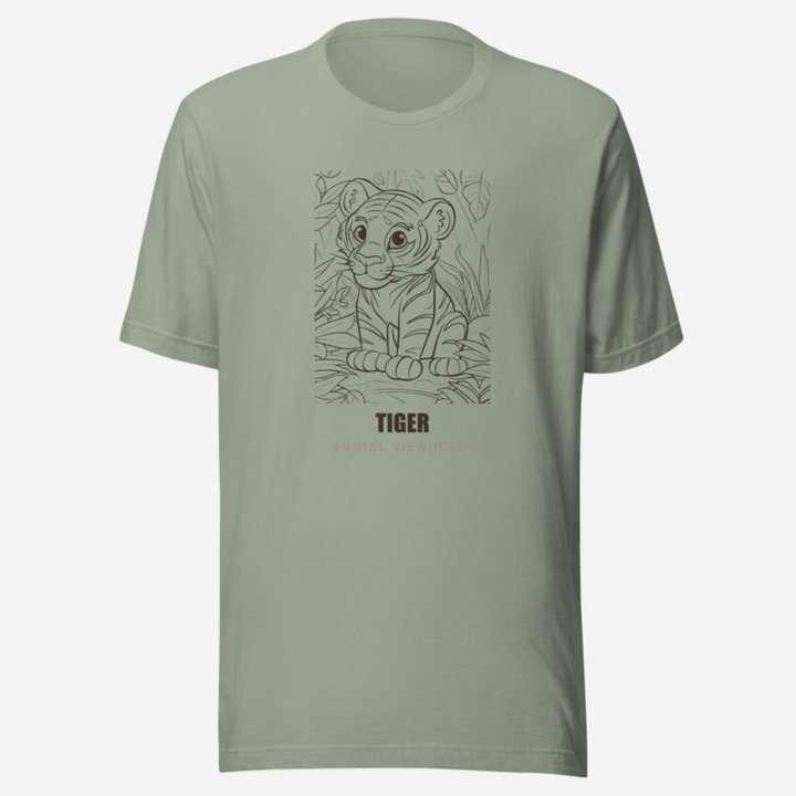 Animal Viewology Tiger Sketch Tee in Sage