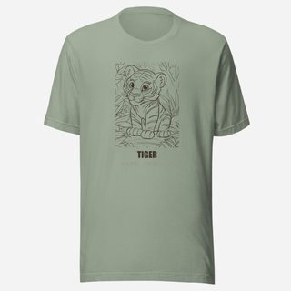 Animal Viewology Tiger Sketch Tee Sage