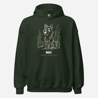 Animal Viewology Wolf Sketch Hoodie Forest Green