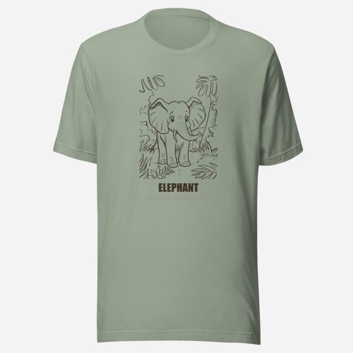 Animal Viewology Elephant Sketch Tee in Sage