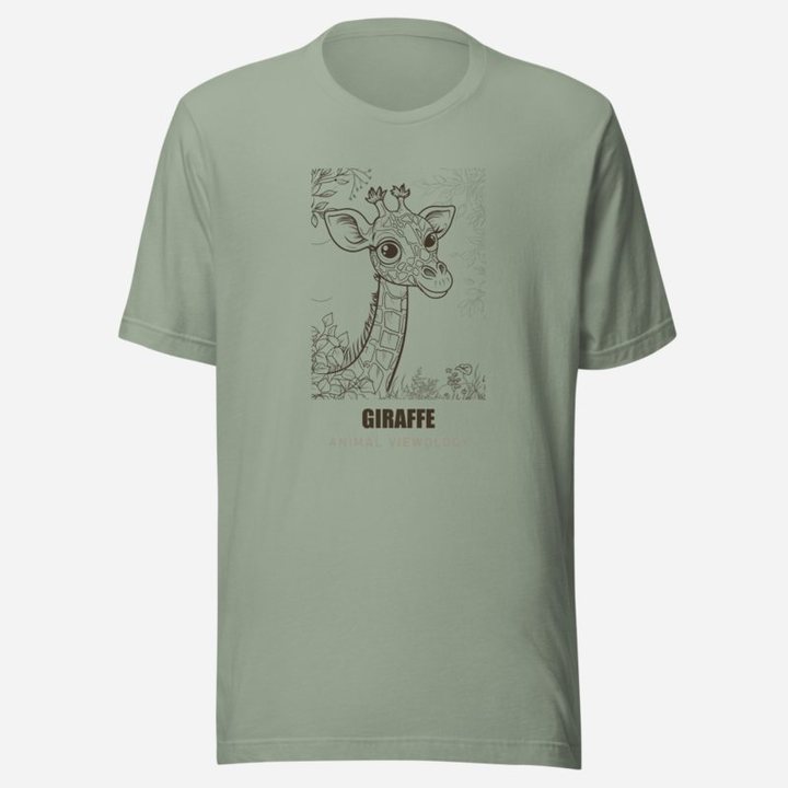 Animal Viewology Giraffe Sketch Tee in Sage