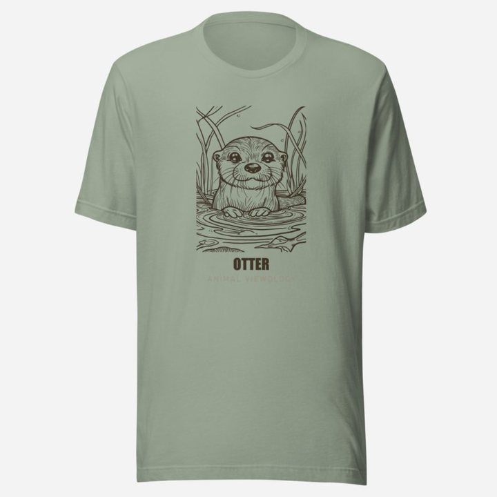 Animal Viewology Otter Sketch Tee in Sage