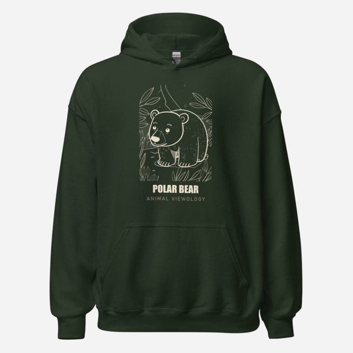 Animal Viewology Polar Bear Sketch Hoodie in Forest Green