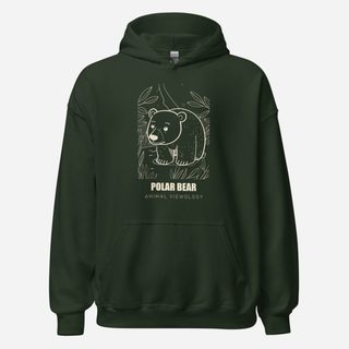 Animal Viewology Polar Bear Sketch Hoodie Forest Green