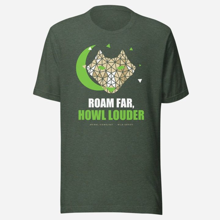 Animal Viewology Roam Far, Howl Louder Wild Tee in Heather Forest