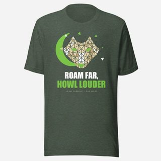 Animal Viewology Roam Far, Howl Louder Wild Tee Heather Forest