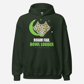 Animal Viewology Roam Far, Howl Louder Wild Hoodie Forest Green