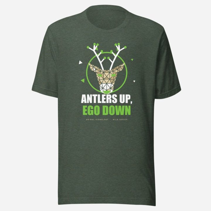 Animal Viewology Antlers Up, Ego Down Wild Tee in Heather Forest