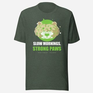Animal Viewology Slow Mornings, Strong Paws Wild Tee Heather Forest