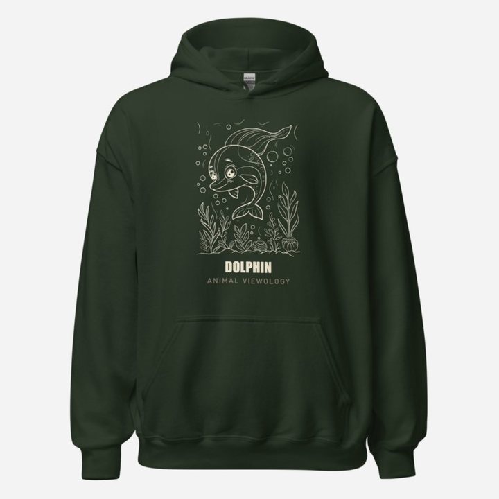 Animal Viewology Dolphin Sea Life Hoodie in Forest Green