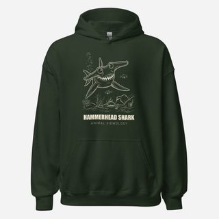 Animal Viewology Hammerhead Shark Sea Life Hoodie Forest Green