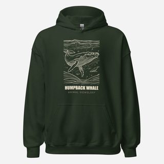 Animal Viewology Humpback Whale Sea Life Hoodie Forest Green