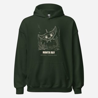 Animal Viewology Manta Ray Sea Life Hoodie Forest Green