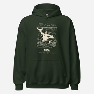 Animal Viewology Orca Sea Life Hoodie Forest Green