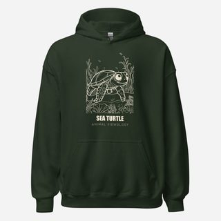 Animal Viewology Sea Turtle Sea Life Hoodie Forest Green