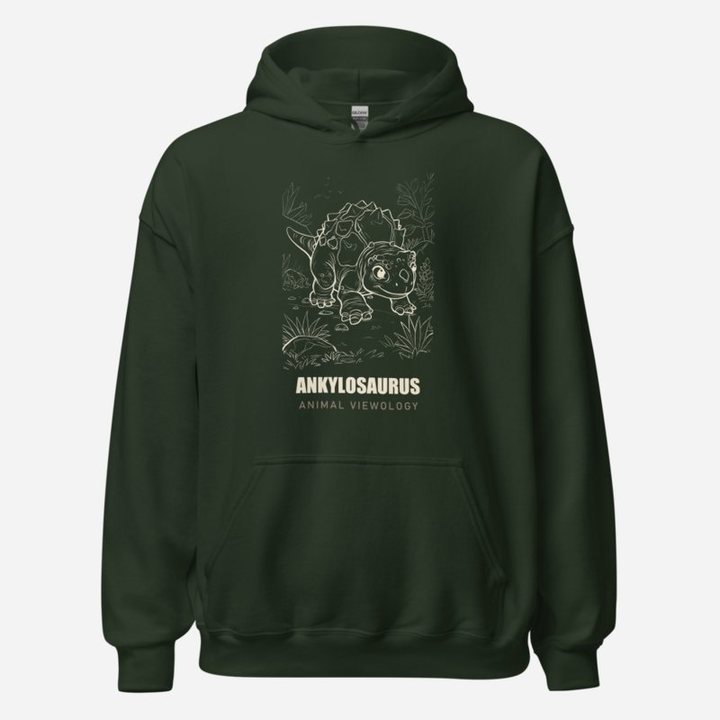 Animal Viewology Ankylosaurus Dino Life Hoodie in Forest Green