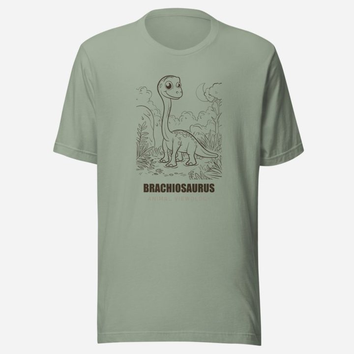 Animal Viewology Brachiosaurus Dino Life Tee in Sage