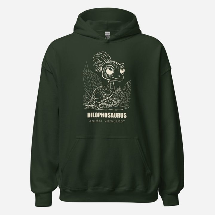 Animal Viewology Dilophosaurus Dino Life Hoodie in Forest Green