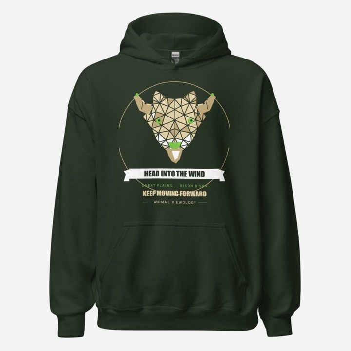 Animal Viewology Head Into The Wind Field Guide Hoodie in Forest Green