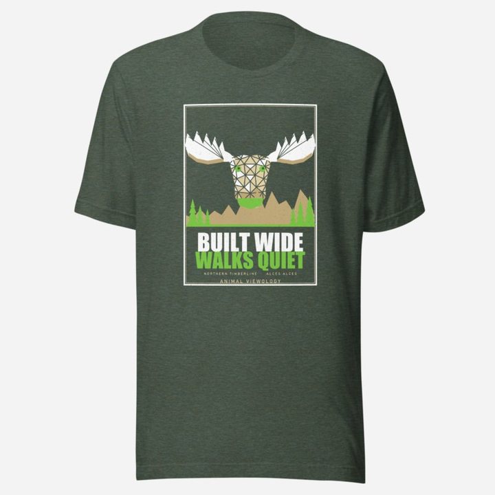 Animal Viewology Built Wide Walks Quiet Field Guide Tee in Heather Forest