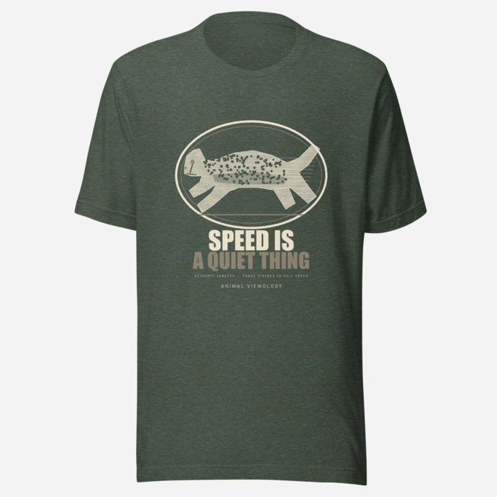 Animal Viewology Speed Is A Quiet Thing Field Guide Tee in Heather Forest
