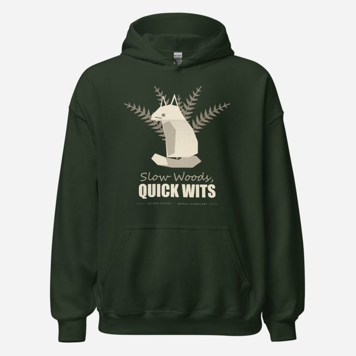 Animal Viewology Slow Woods Quick Wits Field Guide Hoodie in Forest Green