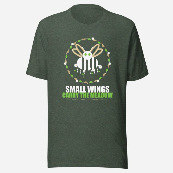 Animal Viewology Small Wings Carry The Meadow Field Guide Tee in Heather Forest