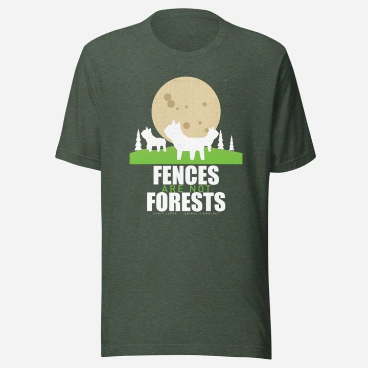 Animal Viewology Fences Are Not Forests Field Guide Tee in Heather Forest