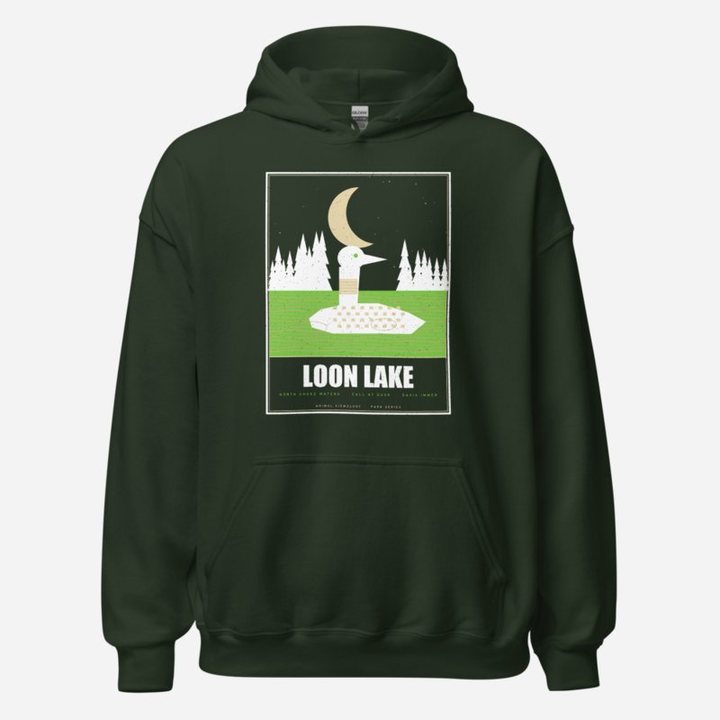 Animal Viewology Loon Lake Field Guide Hoodie in Forest Green