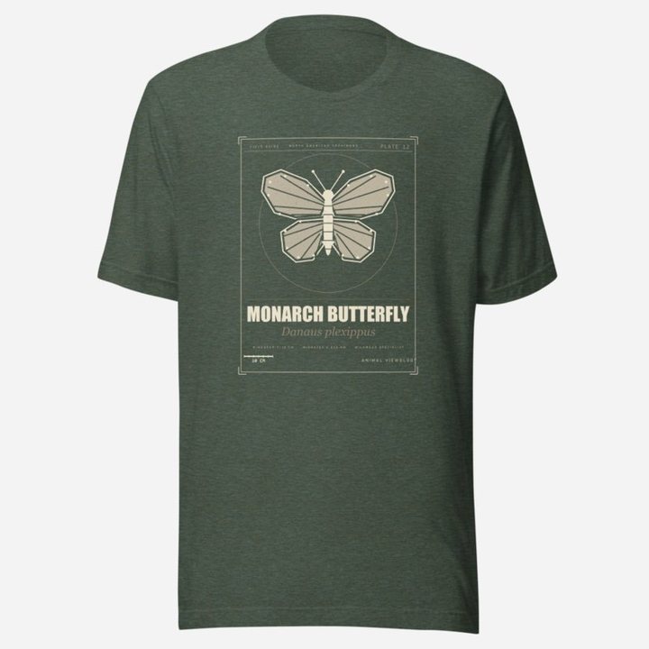 Animal Viewology Monarch Field Guide Field Guide Tee in Heather Forest