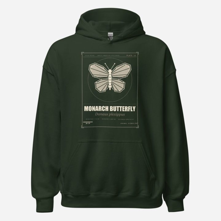 Animal Viewology Monarch Field Guide Field Guide Hoodie in Forest Green