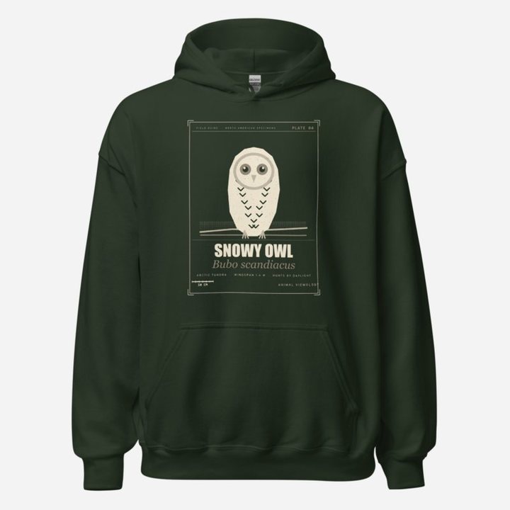 Animal Viewology Snowy Owl Field Guide Field Guide Hoodie in Forest Green