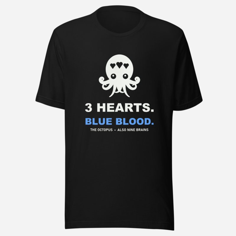Animal Viewology Three Hearts Blue Blood Tee Black
