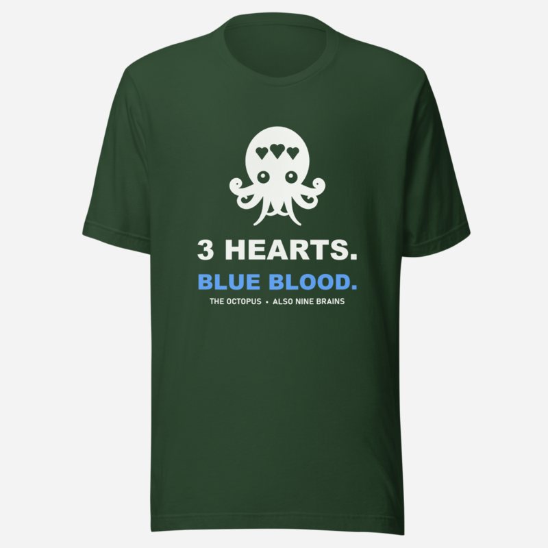 Animal Viewology Three Hearts Blue Blood Tee in Forest