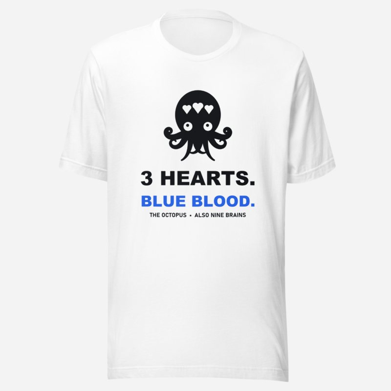 Animal Viewology Three Hearts Blue Blood Tee White