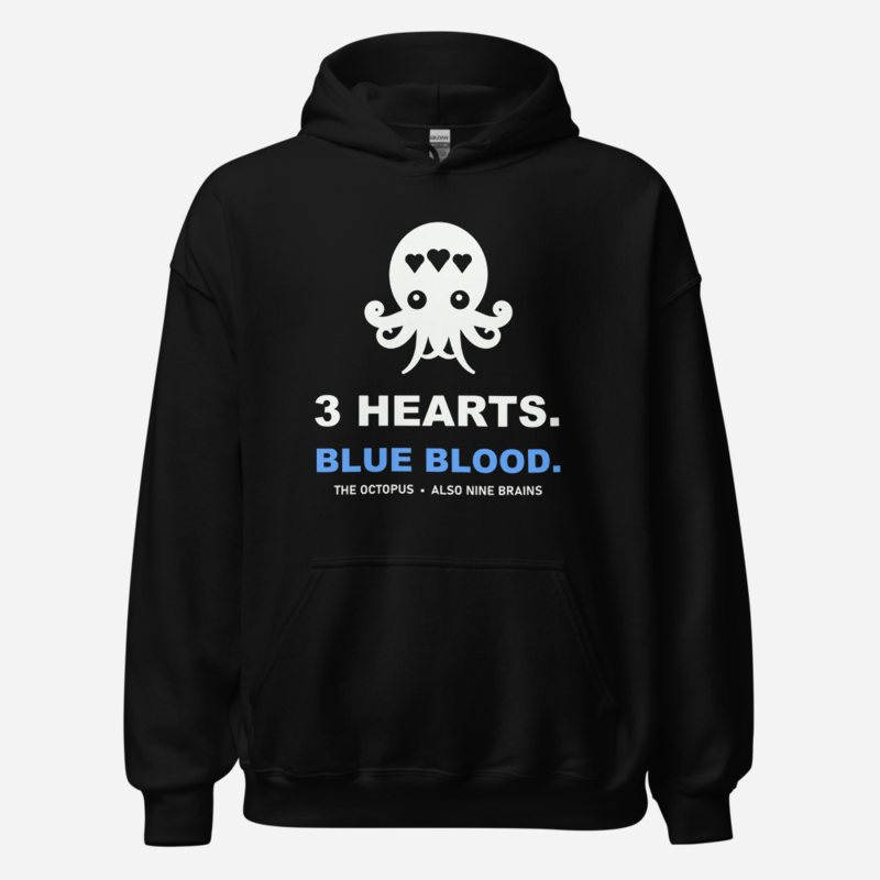 Animal Viewology Three Hearts Blue Blood Hoodie Black