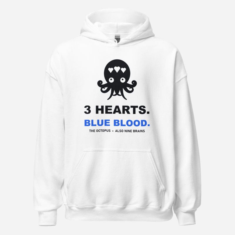 Animal Viewology Three Hearts Blue Blood Hoodie in White