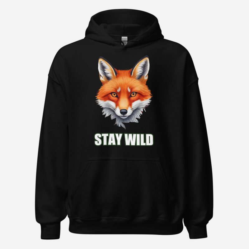 Animal Viewology Stay Wild Fox Hoodie Black