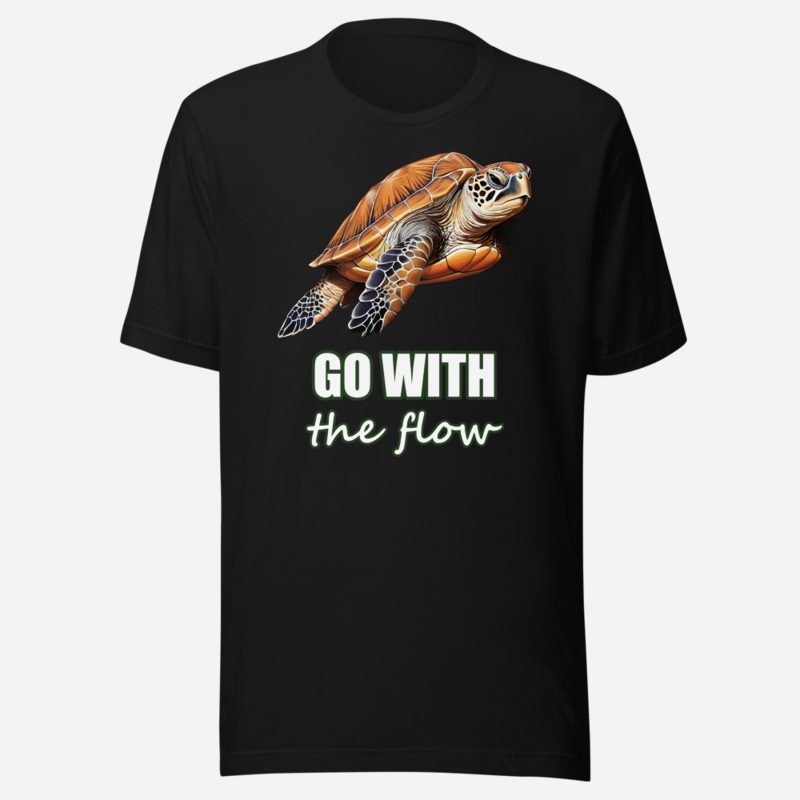 Animal Viewology Go With The Flow Sea Turtle Tee Black