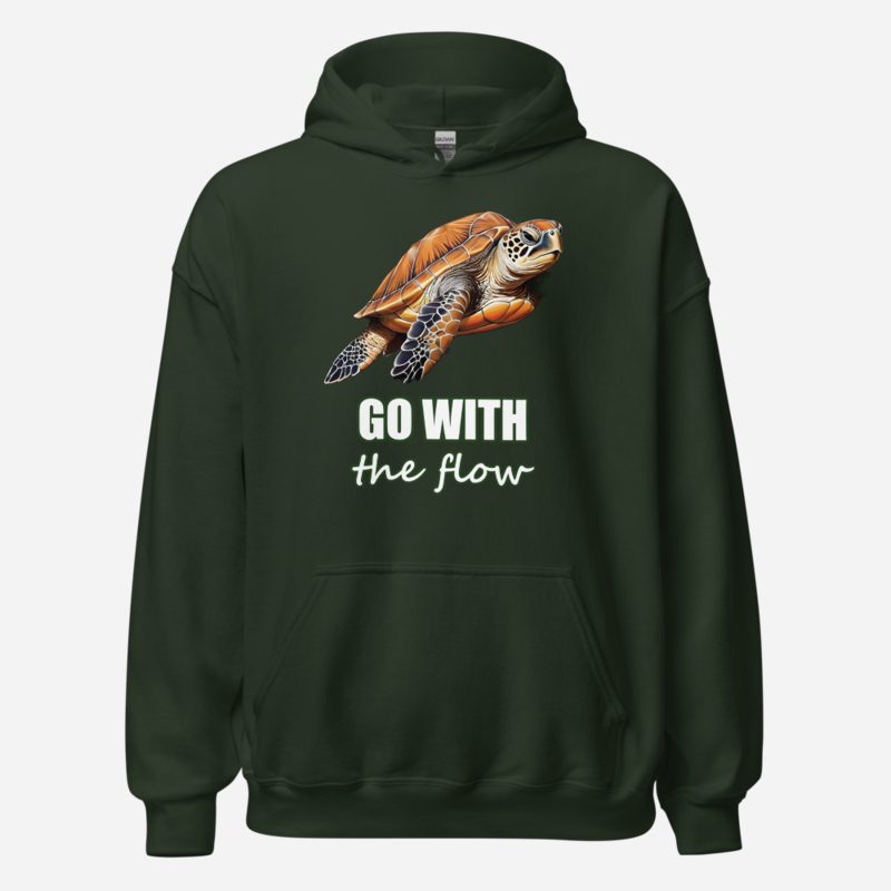 Animal Viewology Go With The Flow Sea Turtle Hoodie in Forest Green
