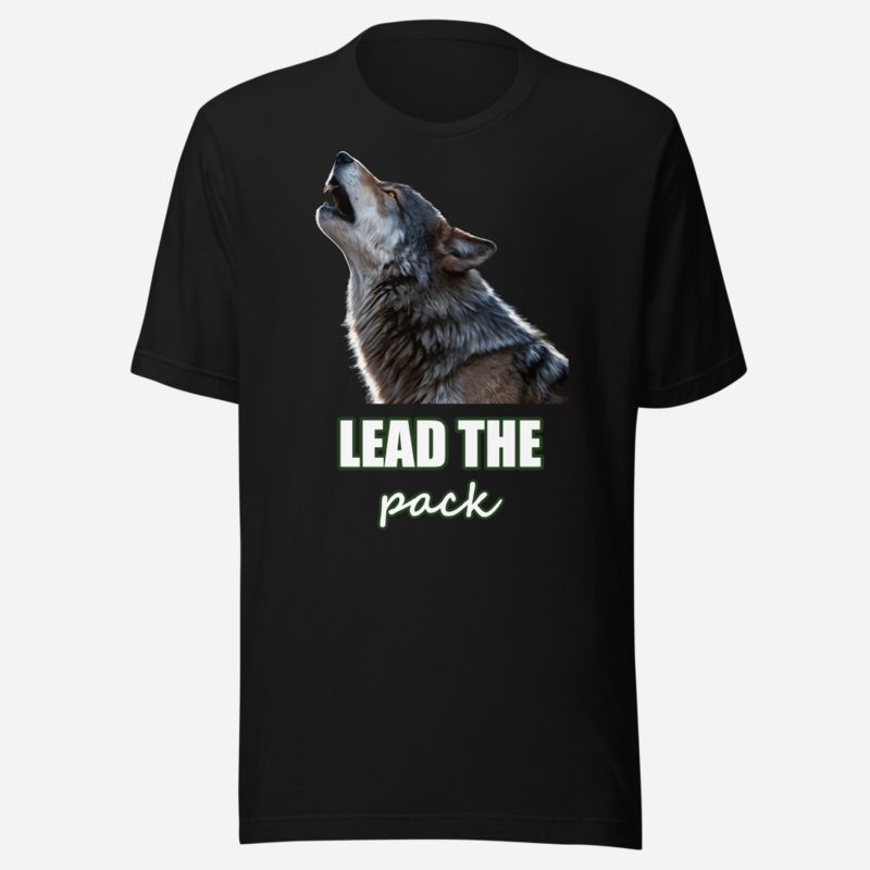 Animal Viewology Lead The Pack Wolf Tee Black